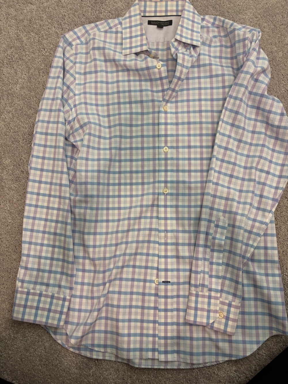 Brooks Brothers Pastel Plaid Dress Shirt - Light Blue & Lavender